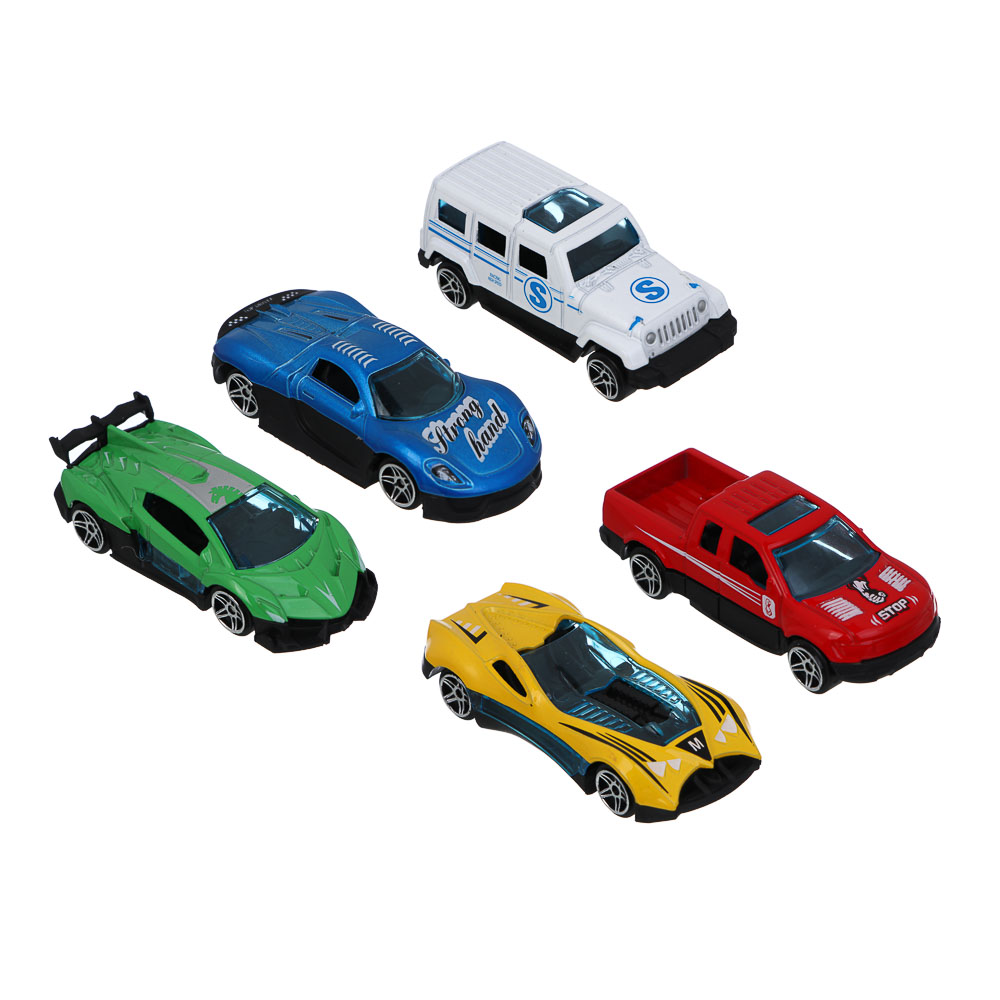 ИГРОЛЕНД Городской автовоз с треком, 5 машин, дорожные знаки, ABS, металл, 46,5х13х21 см, арт.№ 276-174