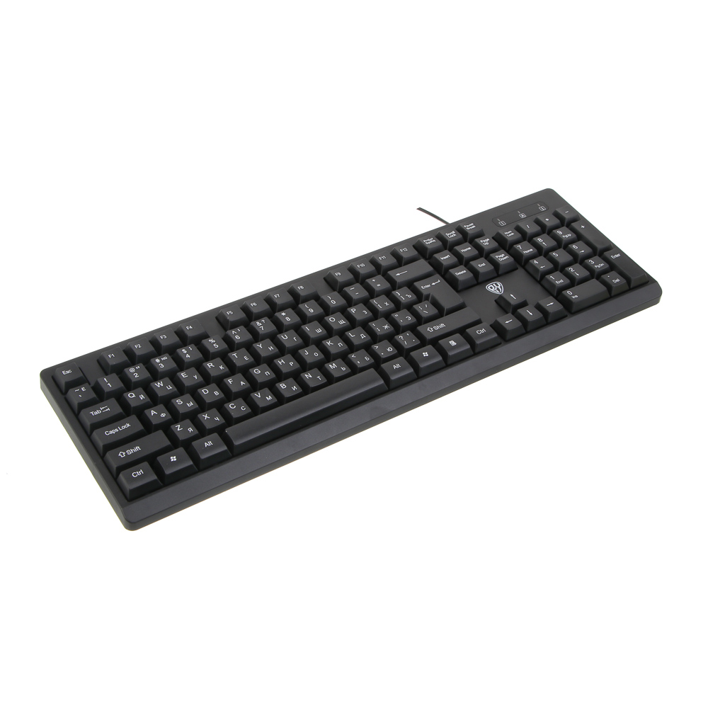 Клавиатура проводная BY PROMO, мембранная, 104кл., белая кириллица, USB, каб. 135см, черный, арт.№ 405-118