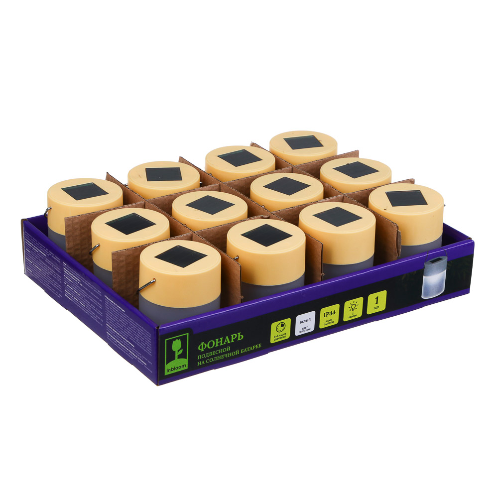 INBLOOM Фонарь подвесной на солн. батарее 8.5х6см, 1 LED, белый, 1x1.2V AAA 100mAh Ni-MH, пластик, арт.№ 483-030