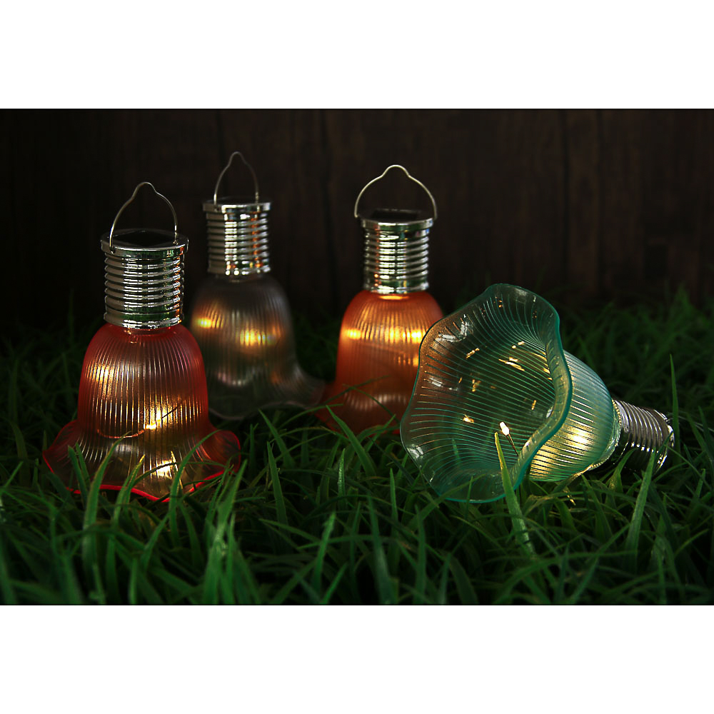 INBLOOM Фонарь подвесной на солн батарее Цветок 9.5х8см, 4LED, шампань, 1.2V 40mAh Ni-MH, пластик, арт.№ 483-031