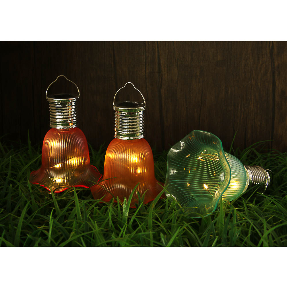 INBLOOM Фонарь подвесной на солн батарее Цветок 9.5х8см, 4LED, шампань, 1.2V 40mAh Ni-MH, пластик, арт.№ 483-031