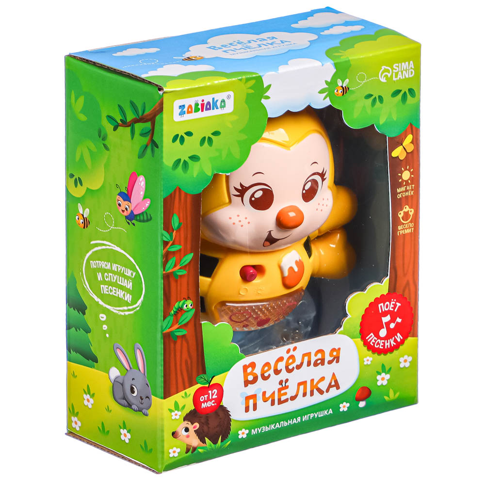 ZABIAKA Игрушка музыкальная "Веселая пчелка", пластик, 11х4,5х13 см, арт.№ 272-851