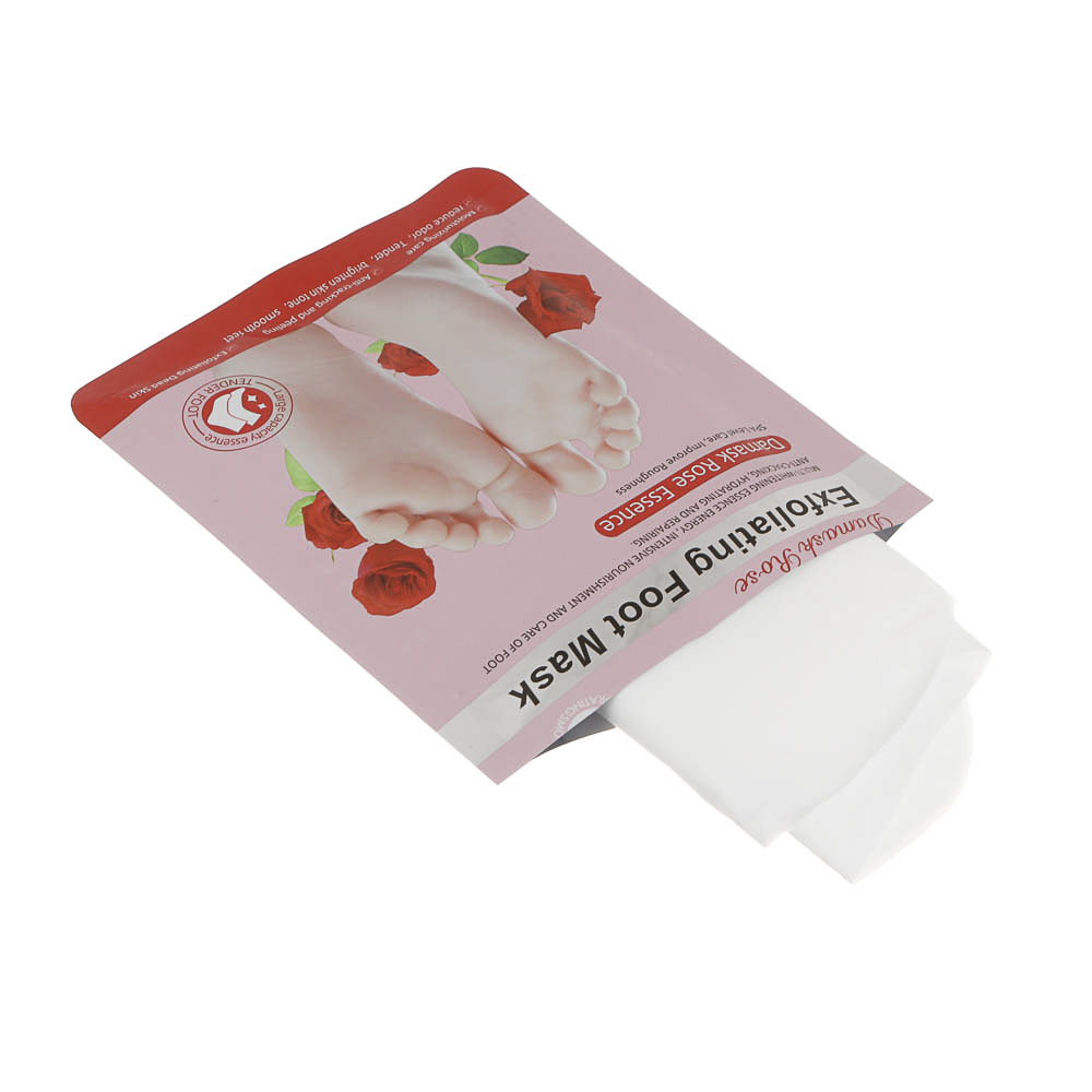 Маска носочки для ног отшелушивающая с дамасской розой тм Sadoer 1 пара, 35гр, арт.№ 022-208