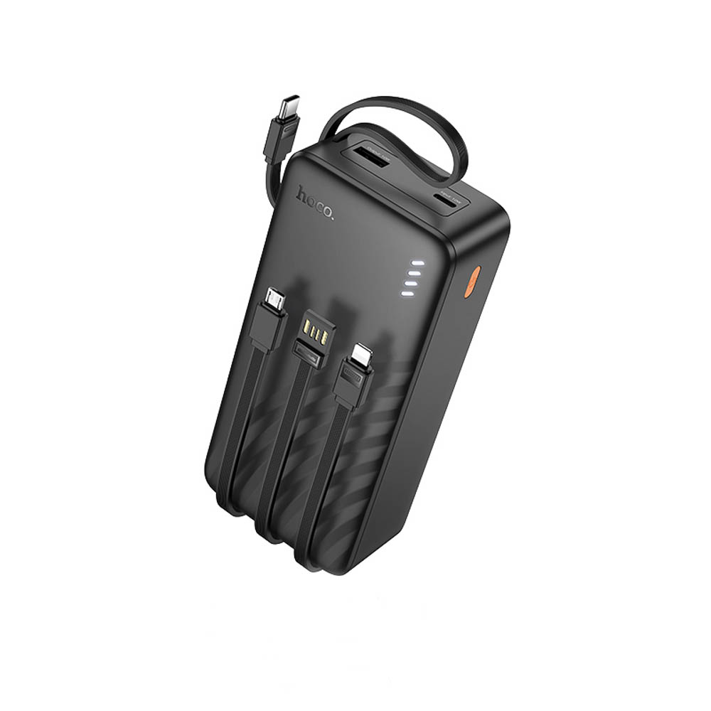 Аккумулятор мобильный hoco. модель J146B 30000мАч, 4 кабеля, черный, арт.№ 031-205