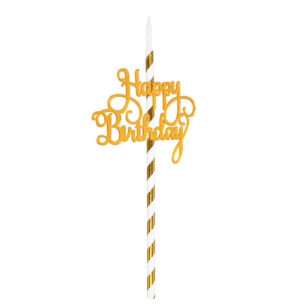 FNtastic Топпер-свеча Happy Birthday, парафин, бумага, 10,5x23см, арт.№ 506-210