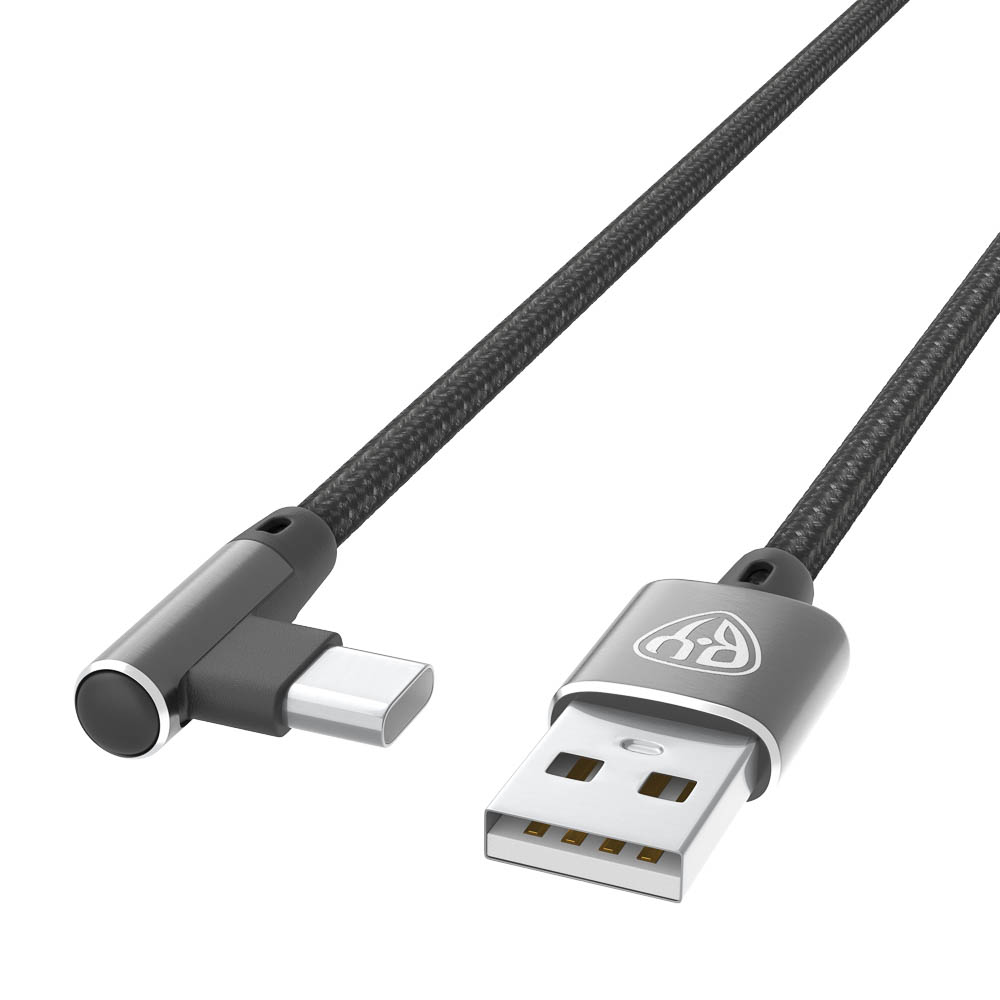 Кабель для зарядки USB(A)-Type C, 36Вт BY Угловой, 1 м, 3A, нейлон, чёрный, арт.№ 931-611