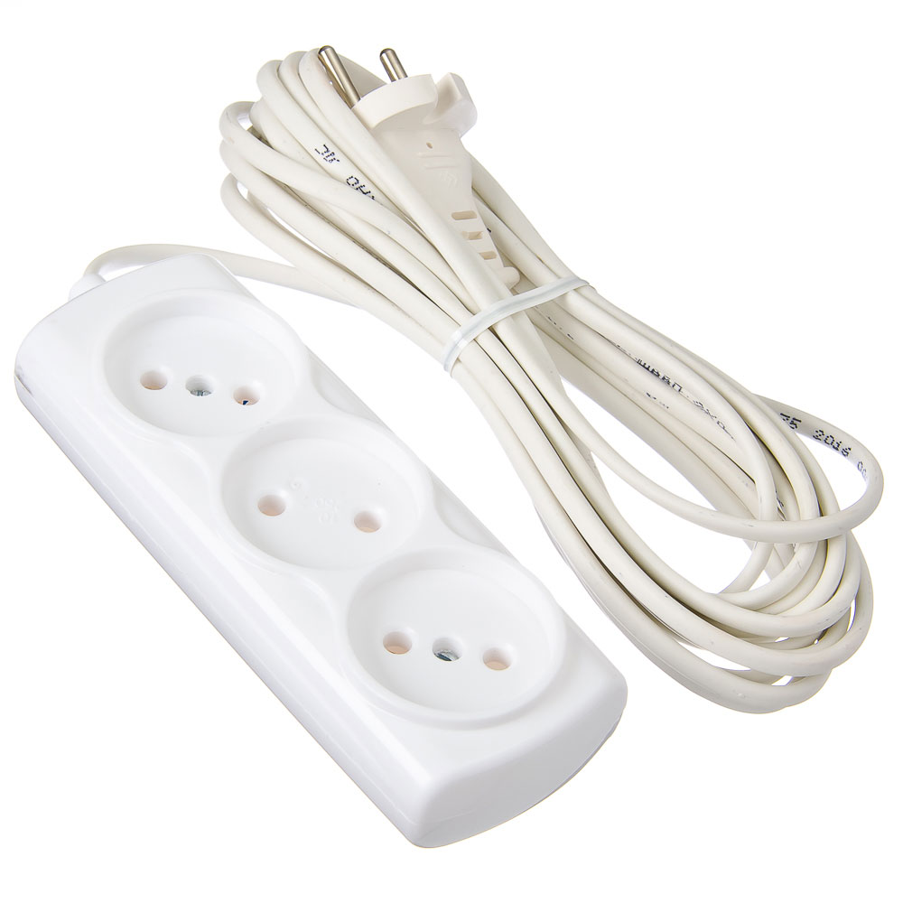 Удлинитель 3 гнезда 5м РАДИСТ эконом Р16-010 6А ШВВП 2*0,75, арт.3175, арт.№ 907-092