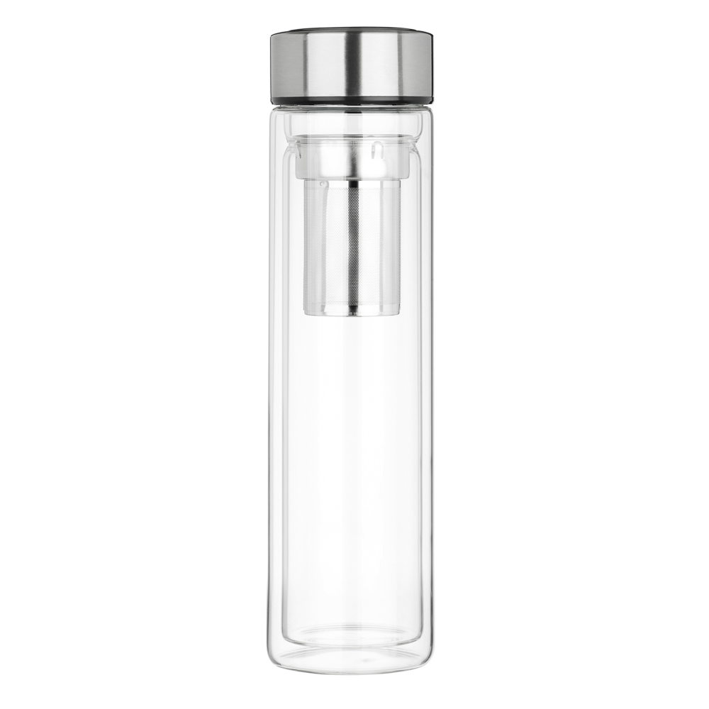 SATOSHI Термос-кружка с ситечком заваривания 500мл, стекло, двойные стенки, арт.№ 841-883