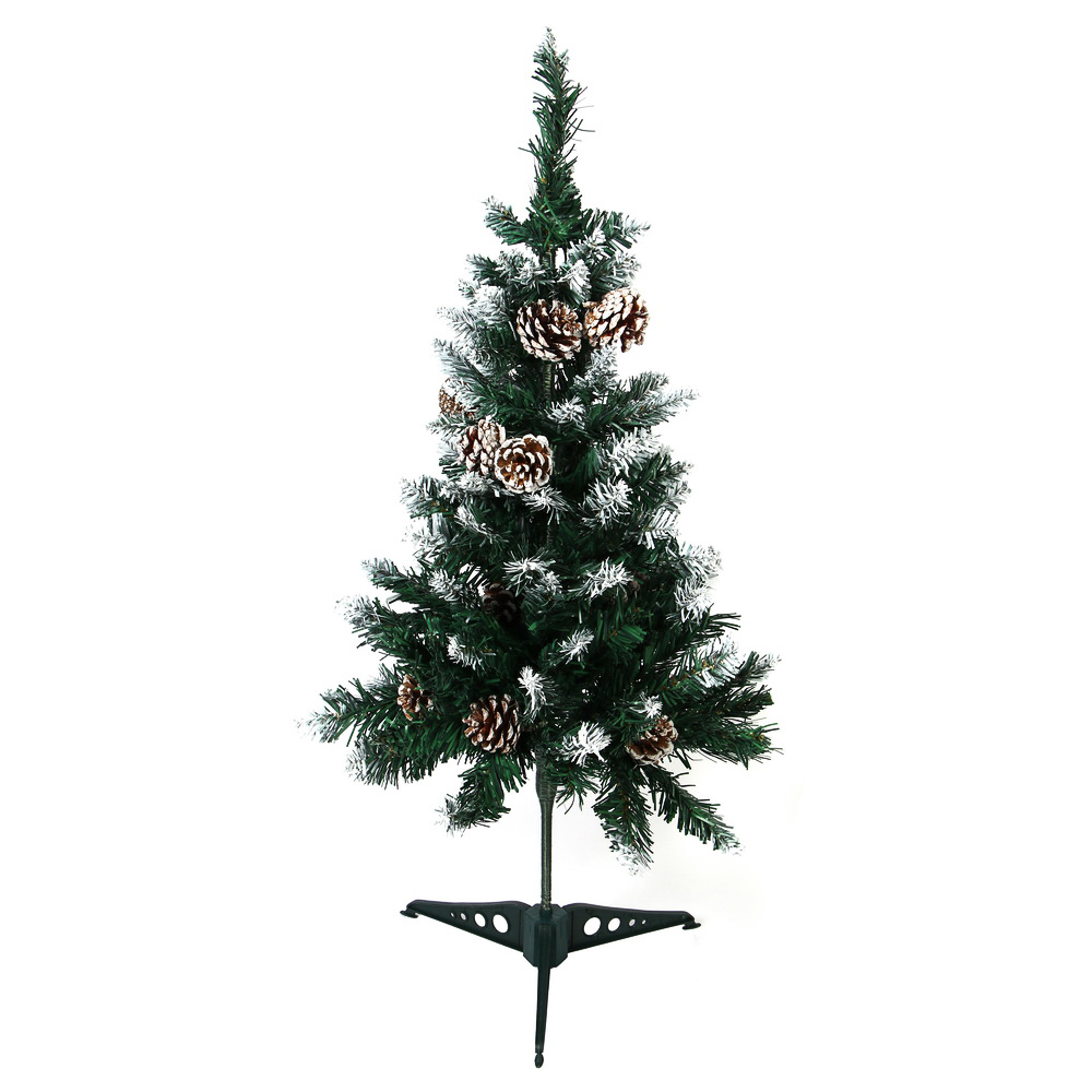 Ель искусственная с заснеженными кончиками и шишками 80см, 102 ветки, ПВХ, 26-25, арт.№ 385-421