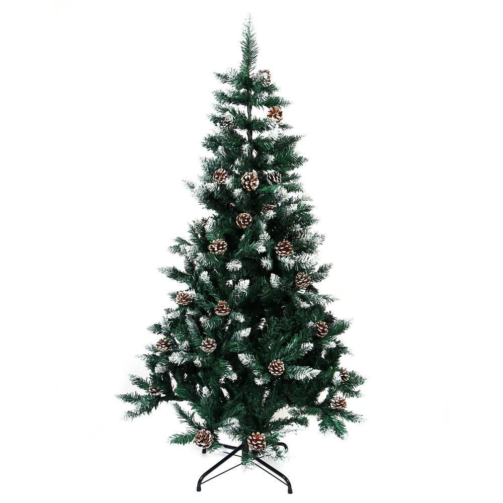 Ель искусственная с заснеженными кончиками и шишками 150см, 408 веток, ПВХ, 26-28, арт.№ 385-424