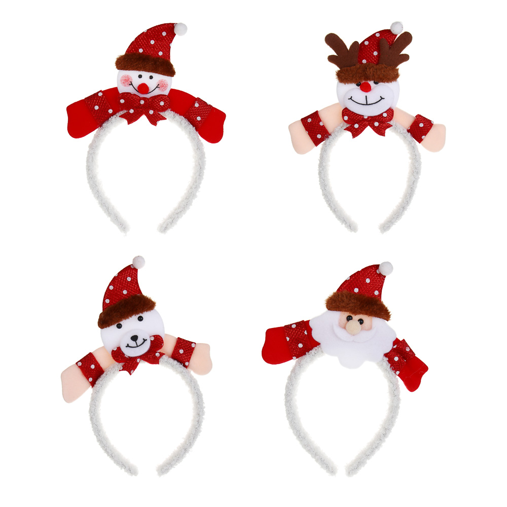 СНОУ БУМ Ободок с новогодними персонажами, диаметр 10,5см, полиэстер, пластик, 4 дизайна, арт.№ 343-154