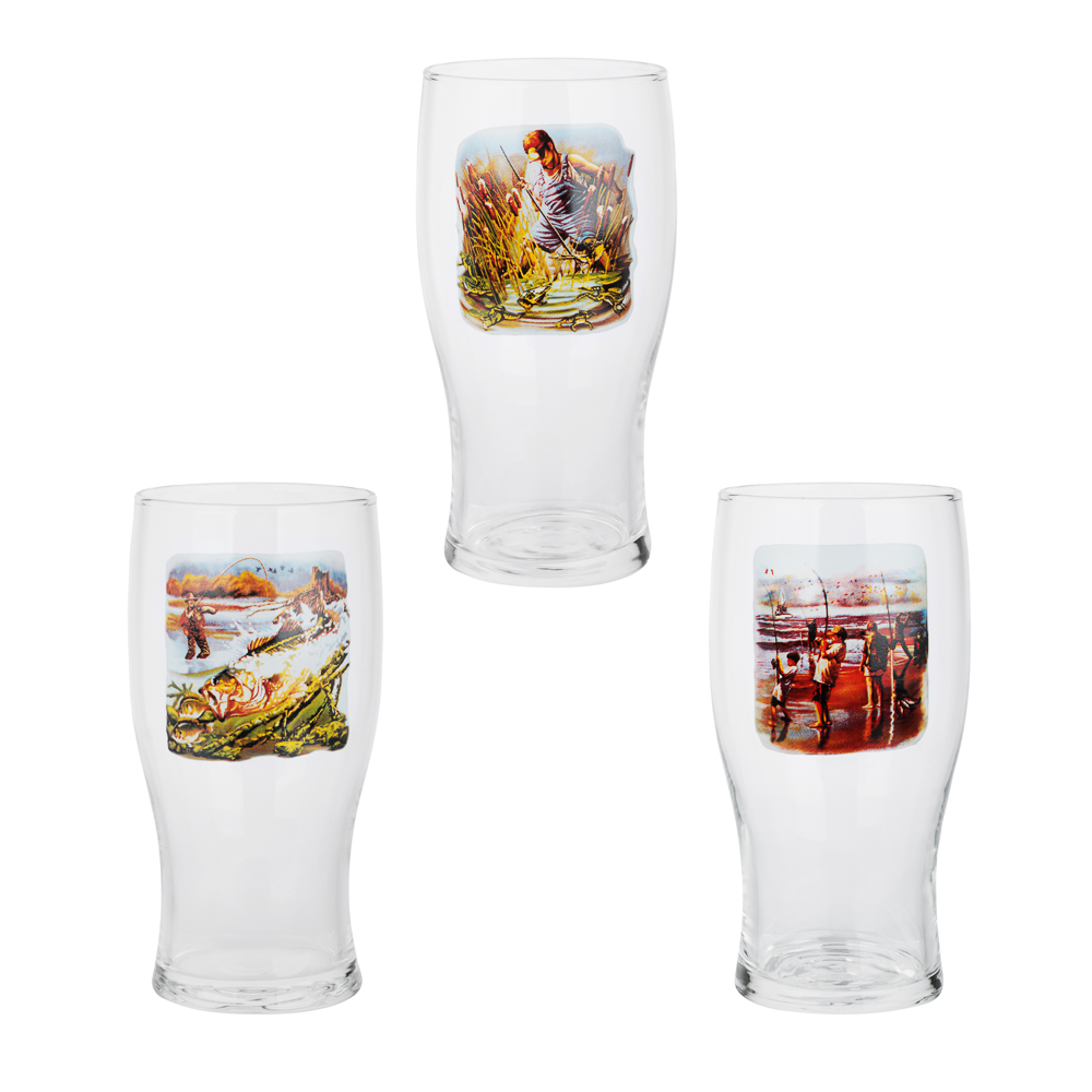 Стакан для пива Тюлип 570 мл, Охота-рыбалка, стекло, 8 дизайнов, арт.№ 878-591