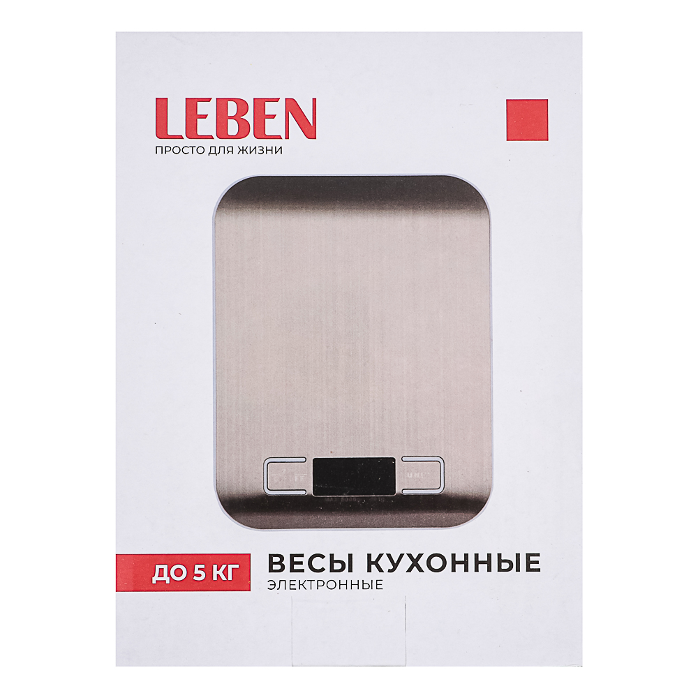 LEBEN Весы кухонные, от 2хААА не в комп, металл, до 5 кг, арт.№ 268-065