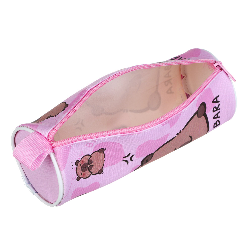 Пенал школьный круглый, 21x8см, 1 отделение на молнии, PU, 4 дизайна, арт.№ 238-440