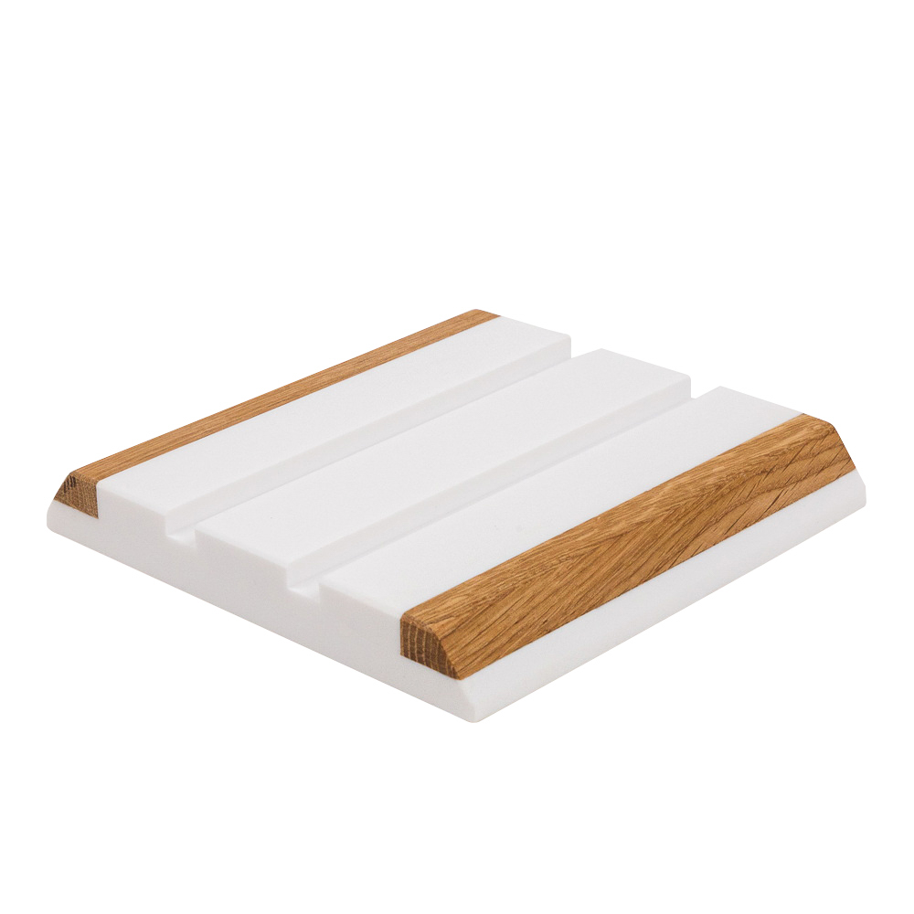 BY COLLECTION Подставка для двух разделочных досок 17x17x2,4см, акриловый камень с ламелью дуба, арт.№ 884-486