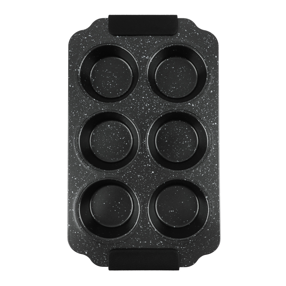 SATOSHI Лион Форма для выпечки 6 ячеек 30х18х3 см, антипригарное покрытие Мрамор, силиконовые ручки, арт.№ 849-254