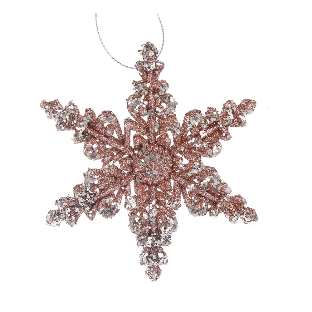 СНОУ БУМ Декоративная подвеска "Снежинка" 12 см, пластик, глиттер, арт.№ 397-488