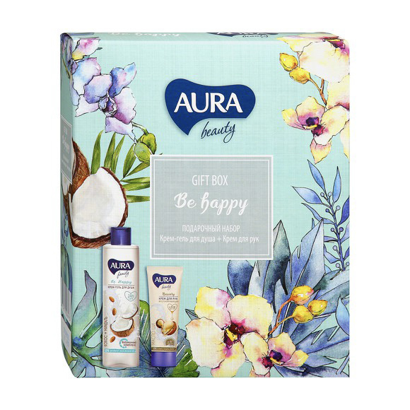 Набор подарочный Be Happy Крем-гель д/душа Кокос и миндаль 250мл+Крем д/рук Восстанавливающий 75мл, арт.№ 937-127