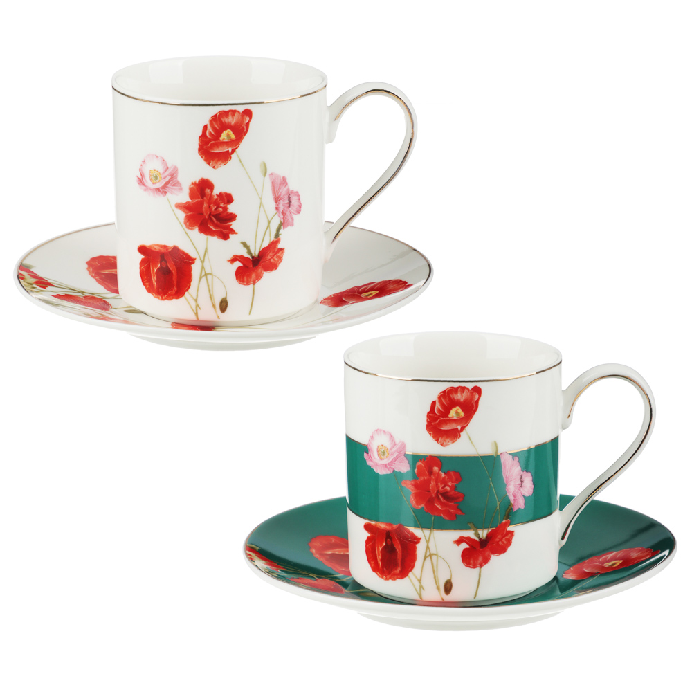 MILLIMI Маки Набор чайный 4 пр., 240мл, 14,5см, фарфор, арт.№ 802-211