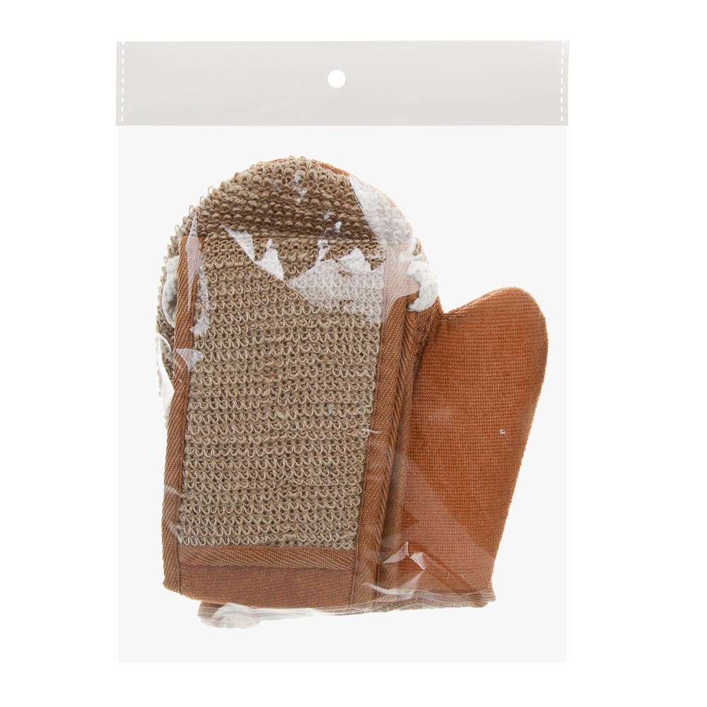 ЮL Набор ЭКО мочалка лента 68х10см, мочалка рукавица 22х18см, рами, хлопок,поролон, корица,МПБЭ24-01, арт.№ 361-141