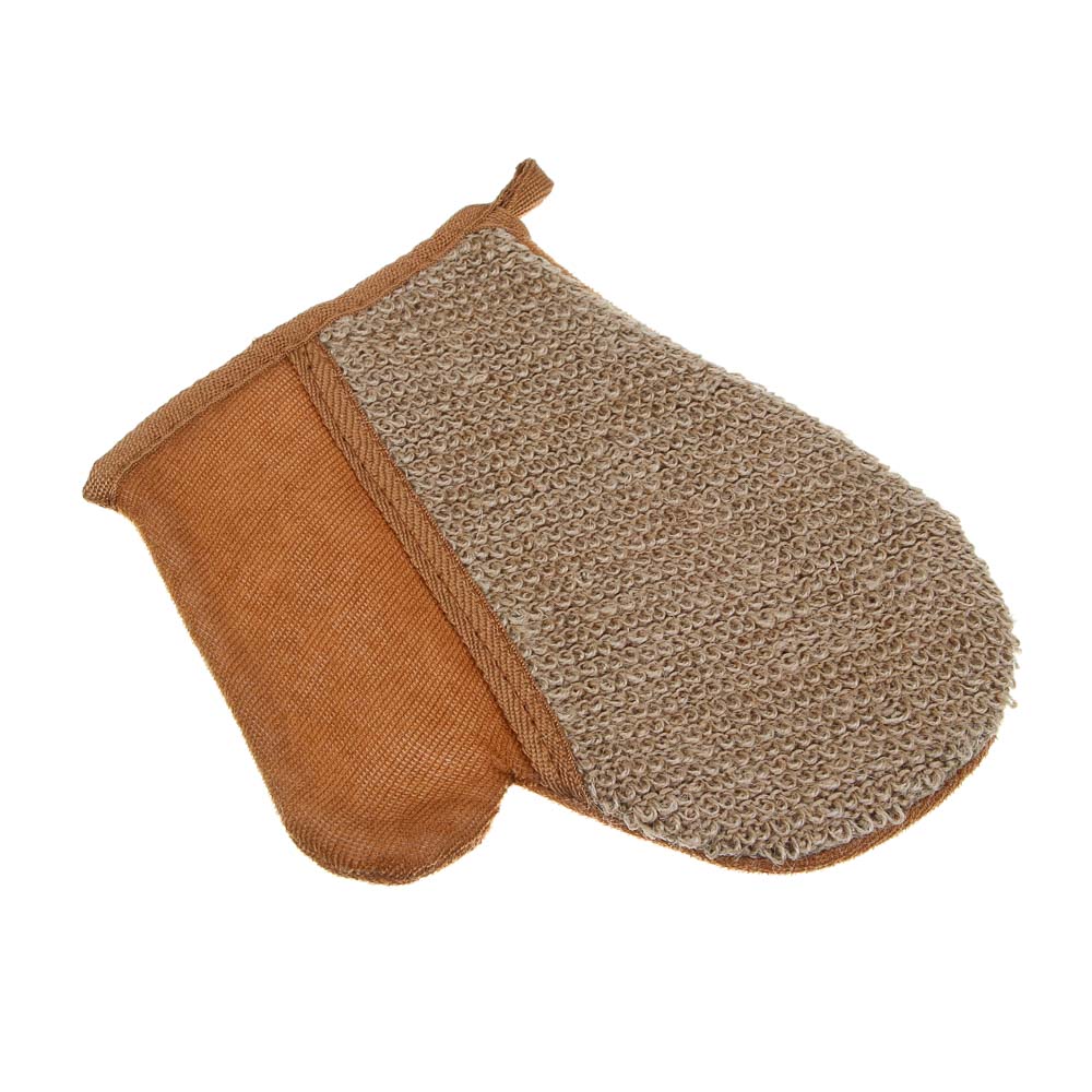 ЮL Набор ЭКО мочалка лента 68х10см, мочалка рукавица 22х18см, рами, хлопок,поролон, корица,МПБЭ24-01, арт.№ 361-141