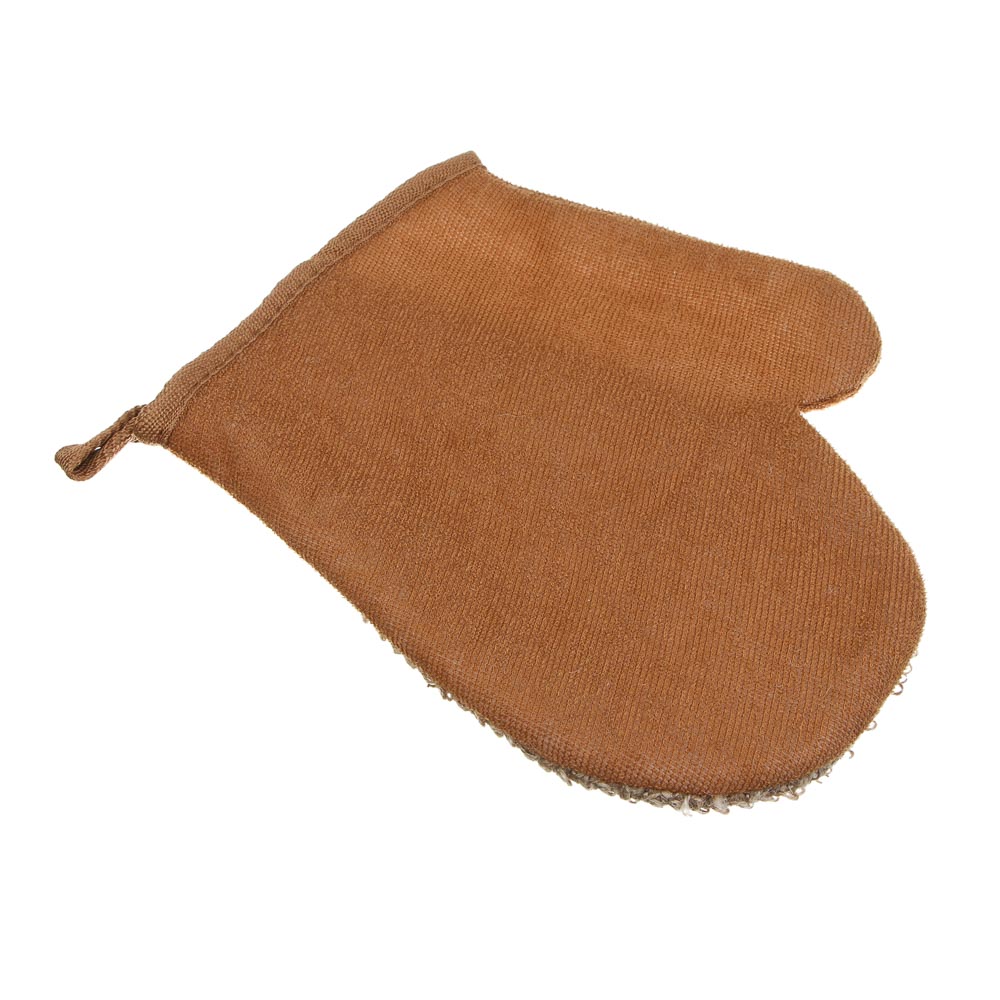 ЮL Набор ЭКО мочалка лента 68х10см, мочалка рукавица 22х18см, рами, хлопок,поролон, корица,МПБЭ24-01, арт.№ 361-141