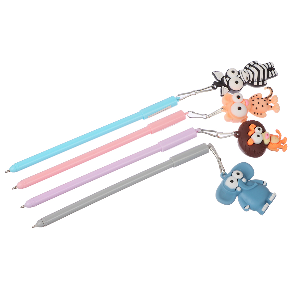 ClipStudio Ручка шариковая с брелоками в форме зверят на подвеске,синяя,корпус 17 см,пластик,4 диз., арт.№ 591-176