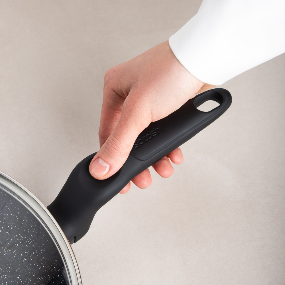 SATOSHI Стоун Сковорода литая с крышкой d28см, антипригарное покрытие мрамор, индукция, арт.№ 846-677