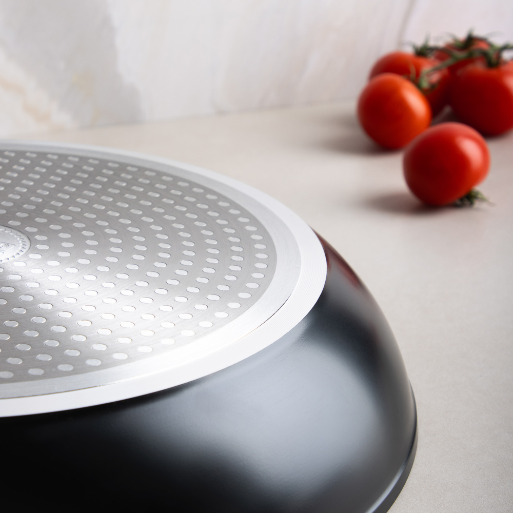 SATOSHI Стоун Сковорода литая с крышкой d28см, антипригарное покрытие мрамор, индукция, арт.№ 846-677