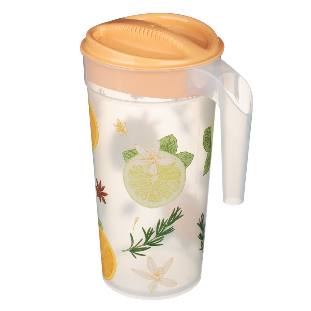 Кувшин 1,5л с крышкой, с декором, пластик, арт.№ 861-479