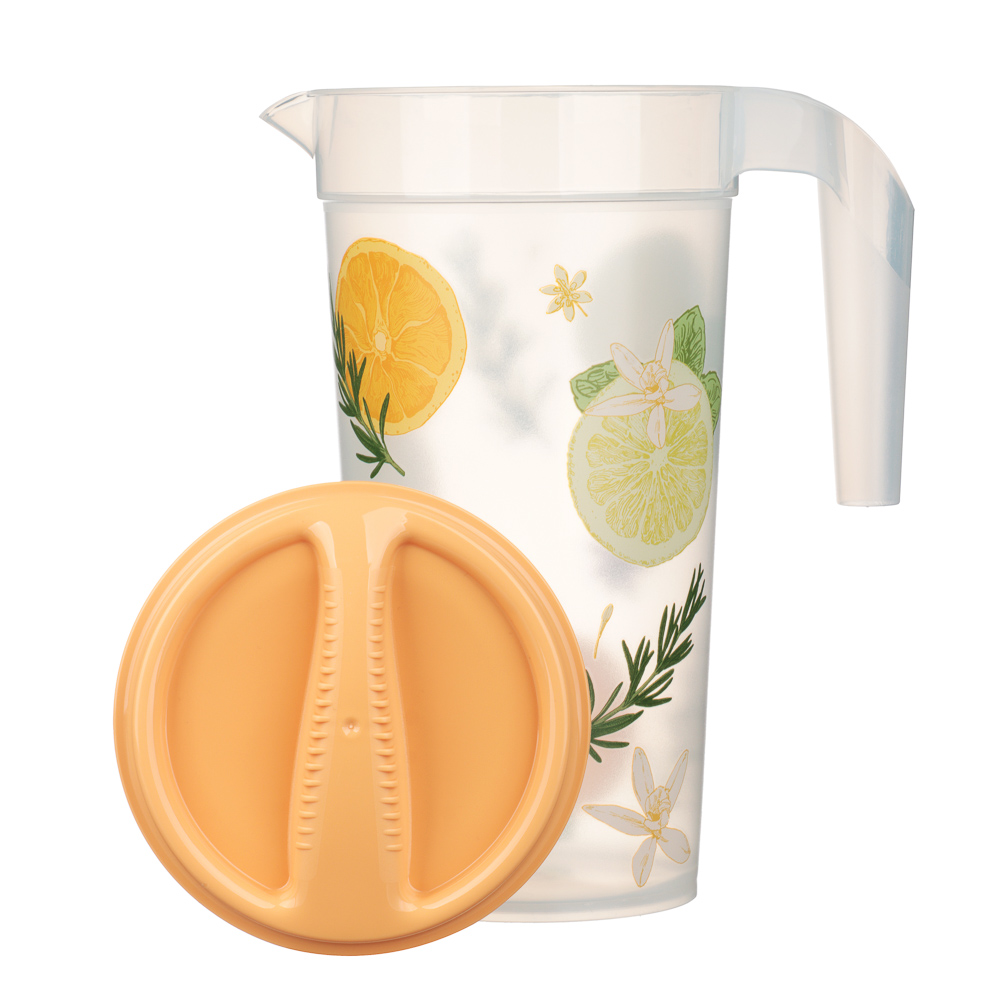 Кувшин 1,5л с крышкой, с декором, пластик, арт.№ 861-479