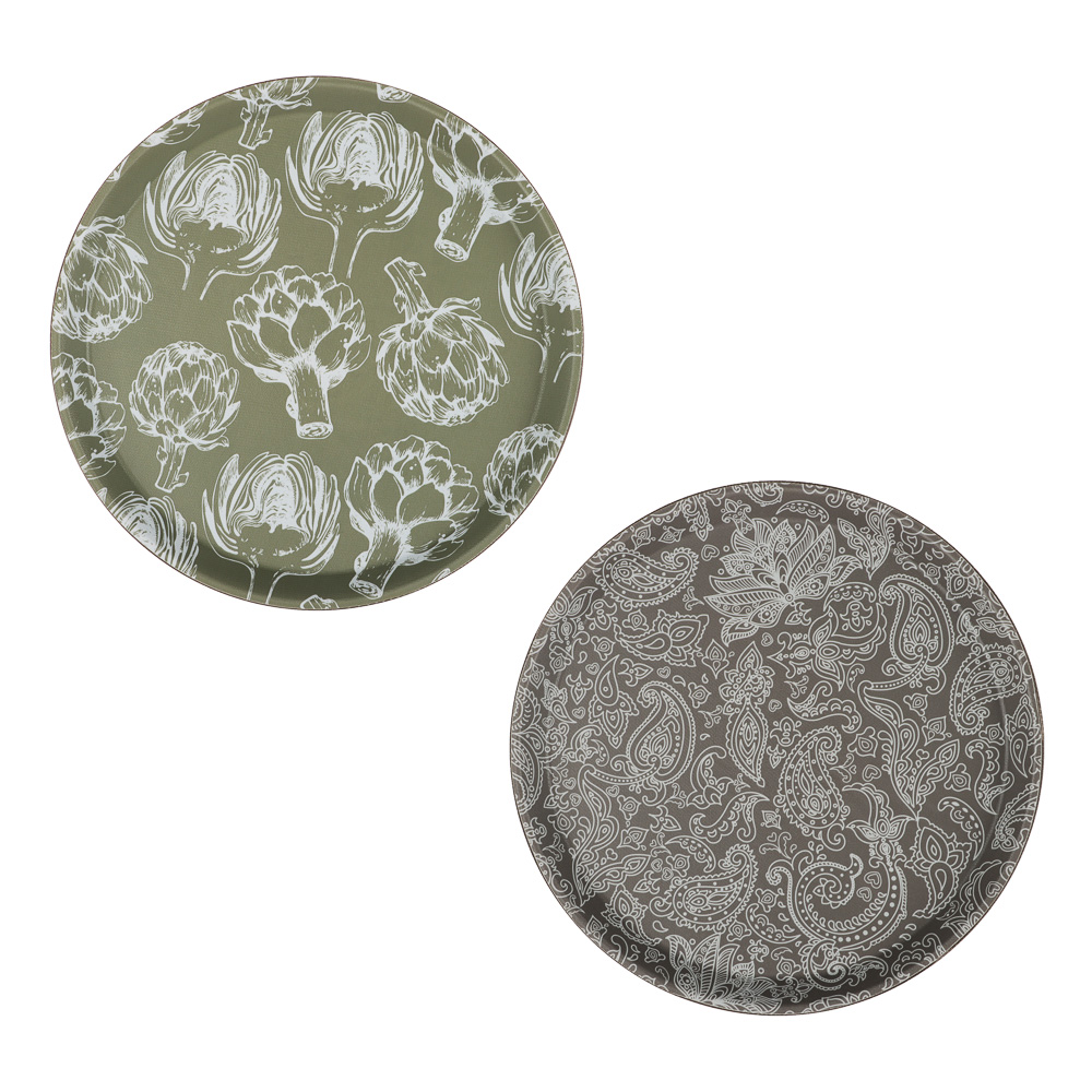 Поднос круглый с антискользящим покрытием Катания, d27,5см, 2 дизайна, арт.№ 862-449