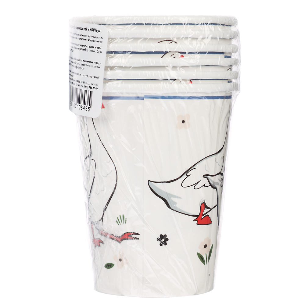 Набор бумажных стаканов Гуси-1, в т/у пленке, 6 шт*250 мл, арт.№ 530-409