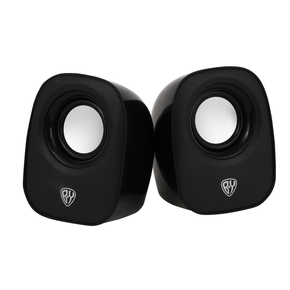 Колонки компьютерные проводные BY, 6W., 3.5 мм. mini-jack, USB, регулятор громкости, пластик, чёрный, арт.№ 443-001