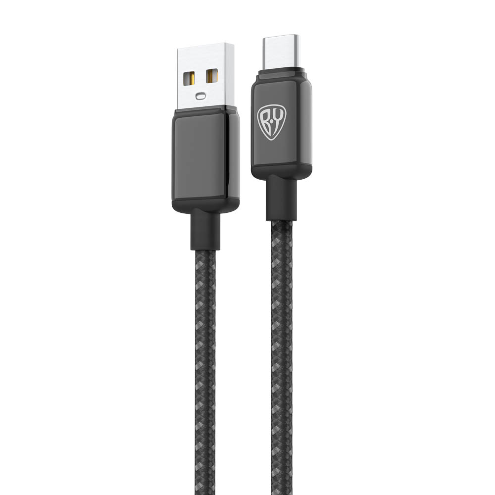 Кабель для зарядки USB(A)-Type C BY ZINC, 36Вт, 1 м, 3A, нейлон, цинк. кон.,чёрный, арт.№ 931-612