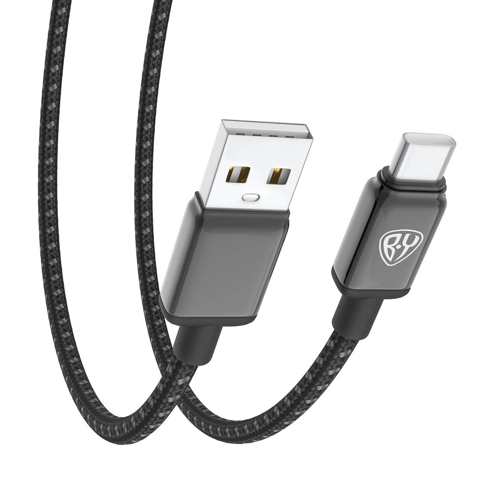 Кабель для зарядки USB(A)-Type C BY ZINC, 36Вт, 1 м, 3A, нейлон, цинк. кон.,чёрный, арт.№ 931-612