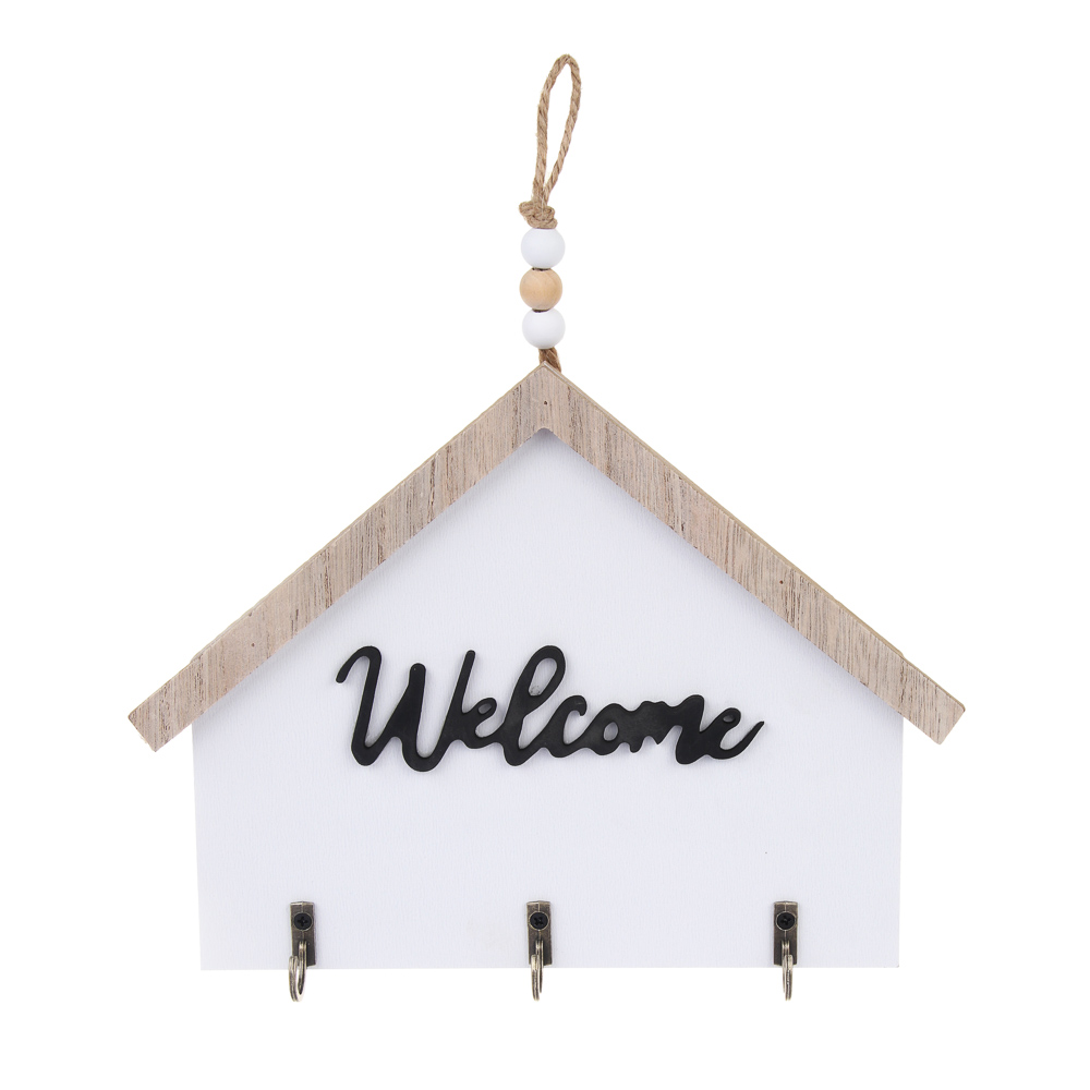 Ключница открытого типа WELCOME на 3 крючка, 17x22x3 см, МДФ, арт.№ 510-013