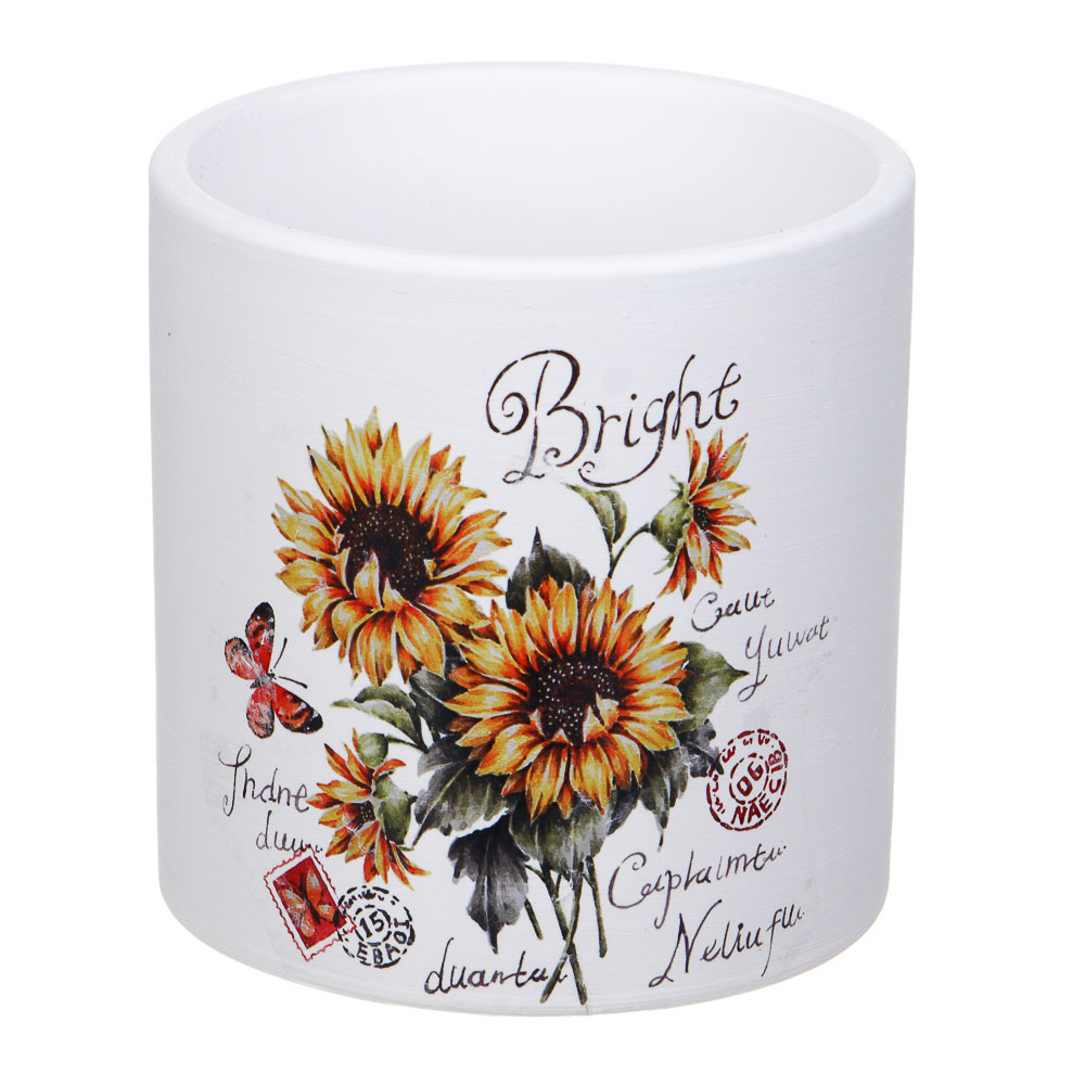 INBLOOM Кашпо Цветы 10х10см, керамика, арт.№ 164-356