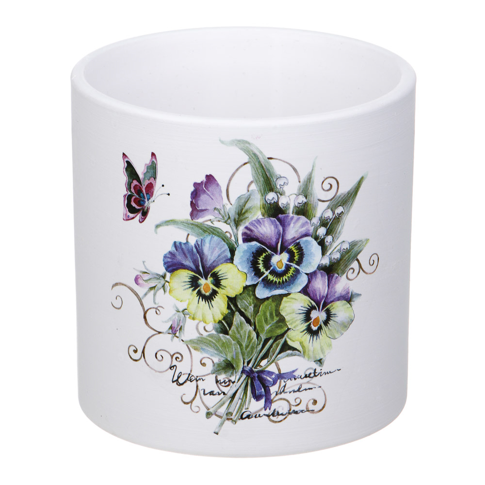 INBLOOM Кашпо Цветы 10х10см, керамика, арт.№ 164-356