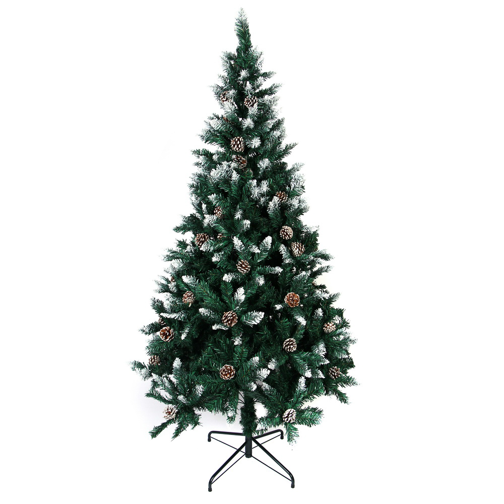 Ель искусственная с заснеженными кончиками и шишками 180см, 585 веток, ПВХ, 26-29, арт.№ 385-425