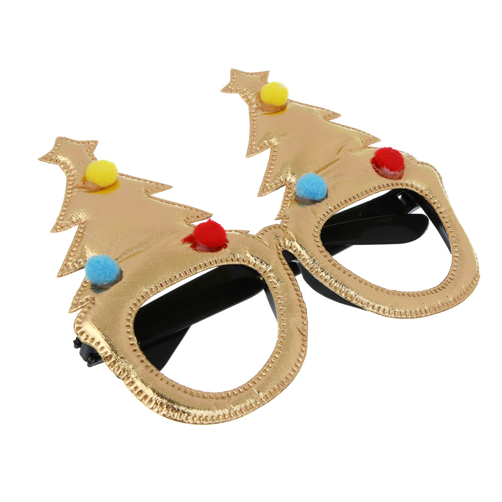 СНОУ БУМ Очки новогодние с елочками, 14см, пластик, полиэстер, арт.№ 391-312