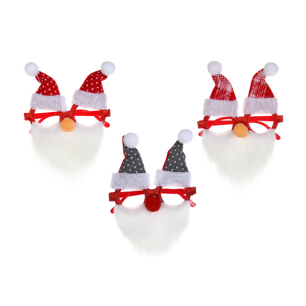 СНОУ БУМ Очки новогодние "Дед Мороз", 13см, полиэстер, пластик, 3 дизайна, арт.№ 391-314