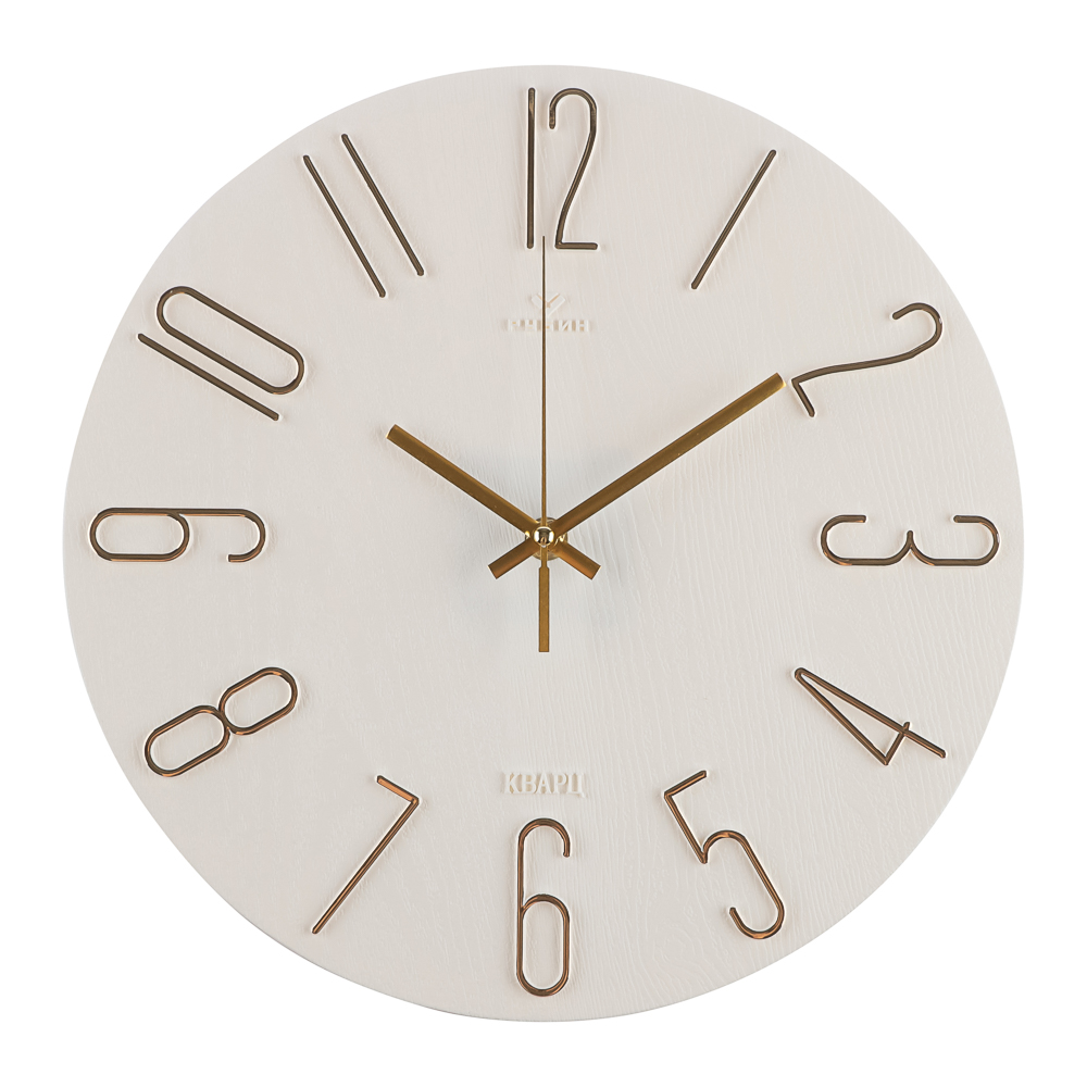 Часы настенные d=30см, корпус белый+золото "Классика", арт.3010-002, арт.№ 581-371