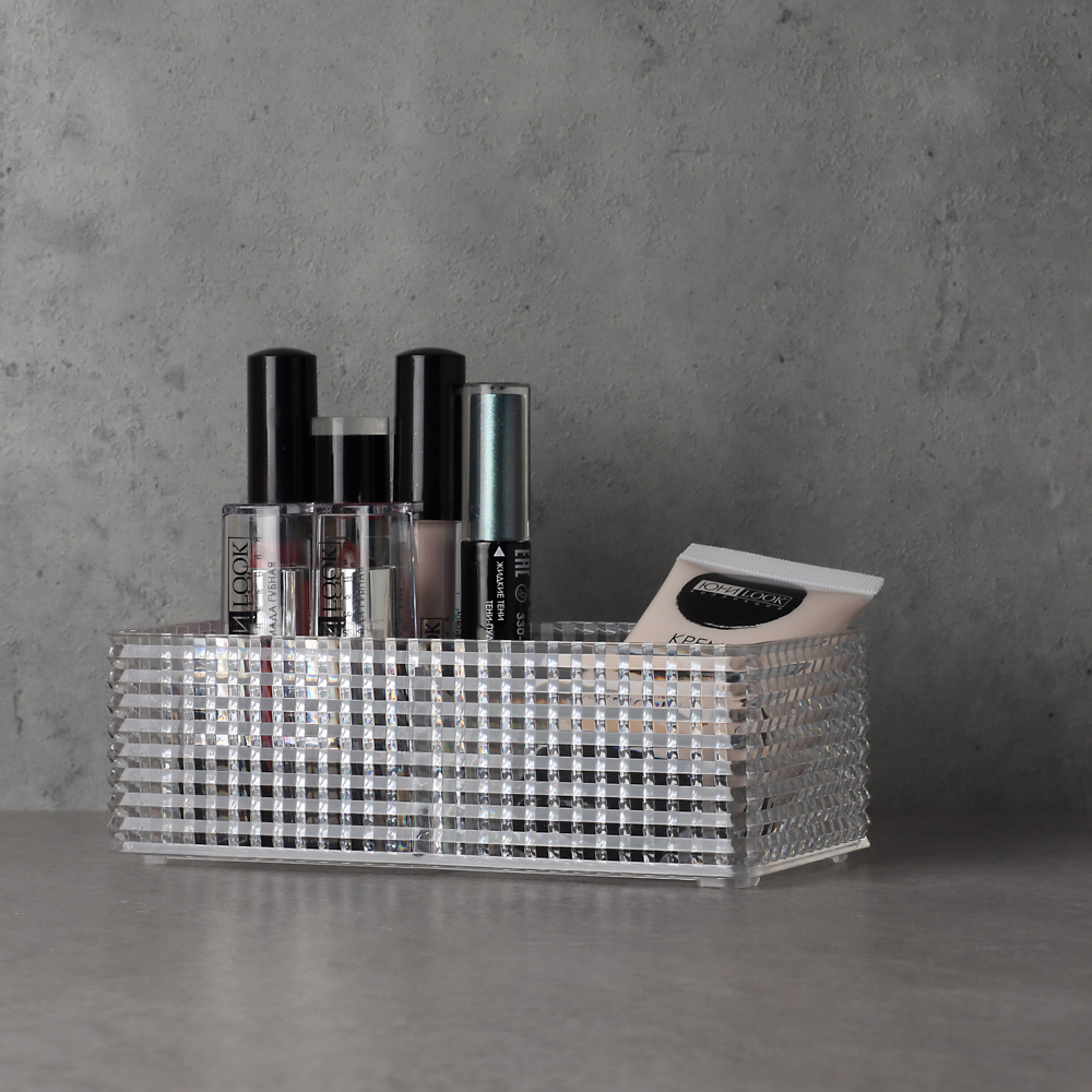 VETTA Органайзер для косметики универсальный CRYSTAL, полистирол, 16,5x8,5x5,3 см, 2 отдела, арт.№ 463-322