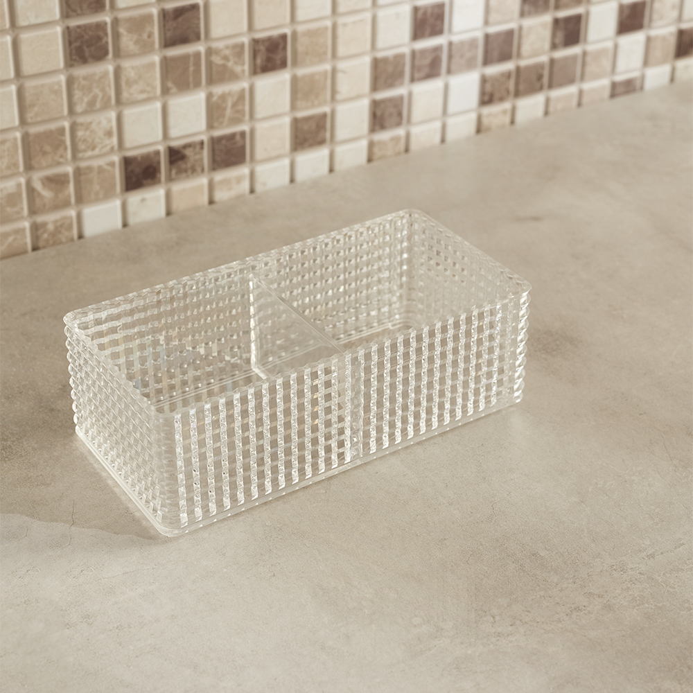 VETTA Органайзер для косметики универсальный CRYSTAL, полистирол, 16,5x8,5x5,3 см, 2 отдела, арт.№ 463-322