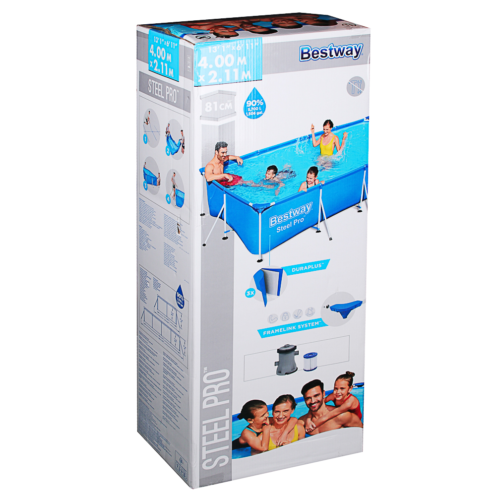 BESTWAY Прямоугольный бассейн, 400х211х81см, 5700л, 56424, арт.№ 107-244