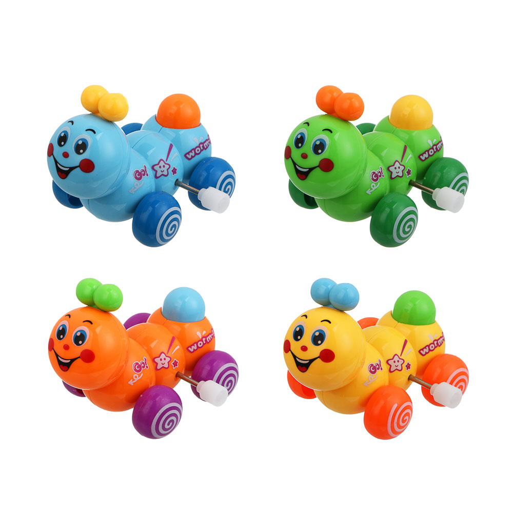 Заводная игрушка "Гусеничка", ABS, 5,3х7,1х5,7см, 4 дизайна, арт.№ 258-104