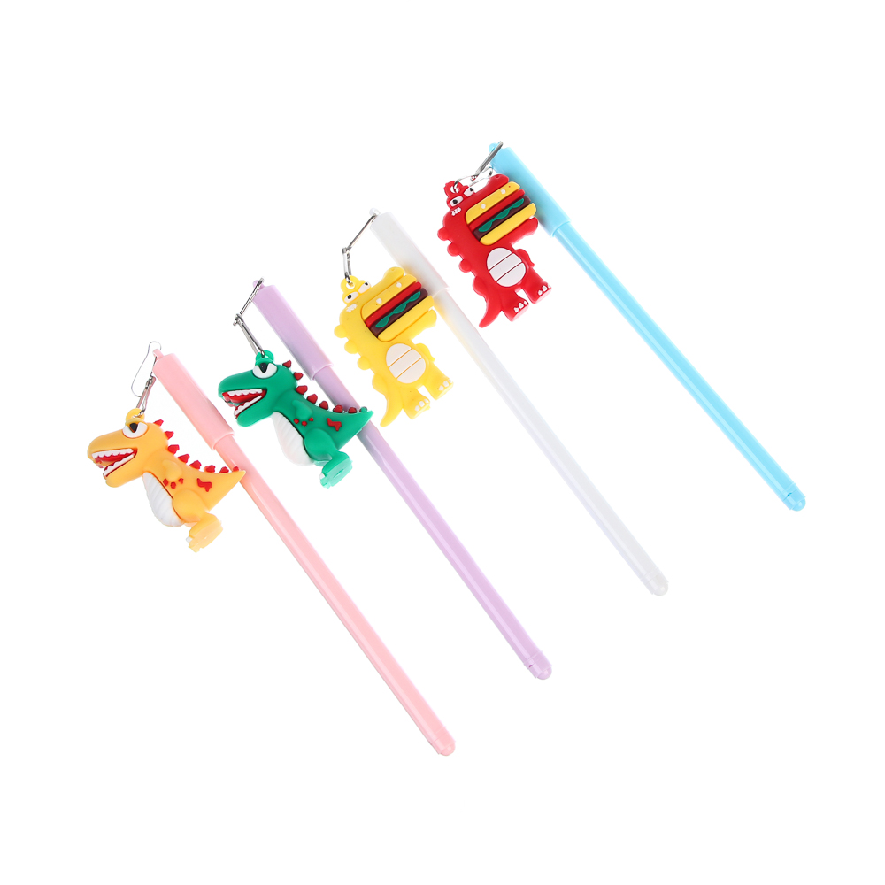 Ручка гелевая черная 0,5мм, с фигуркой "Дино бургер", 4 вида, арт.№ 591-285