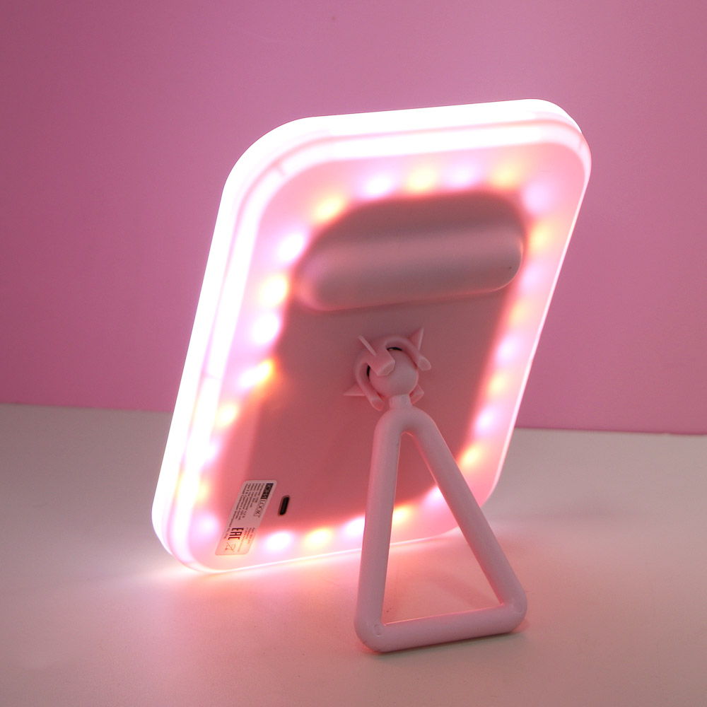 Зеркало настольное тм ЮL.  Аженто с LED подсветкой, полипропилен, стекло, 19,5х14,3см, 2 цвета, арт.№ 301-271