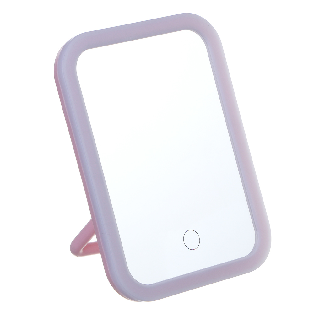 Зеркало настольное тм ЮL.  Аженто с LED подсветкой, полипропилен, стекло, 19,5х14,3см, 2 цвета, арт.№ 301-271